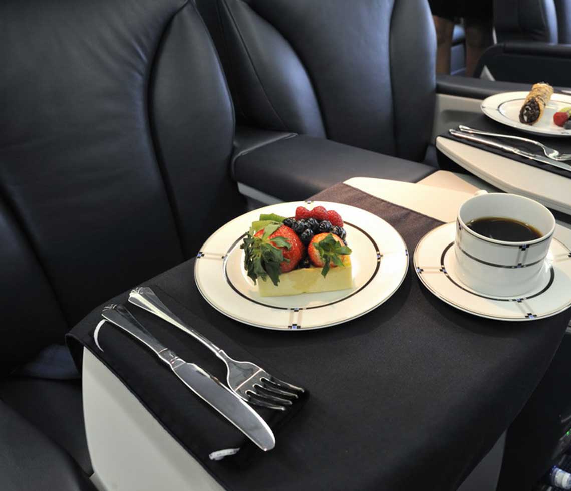 Boeing 767-VIP interior with custom catering via charter
