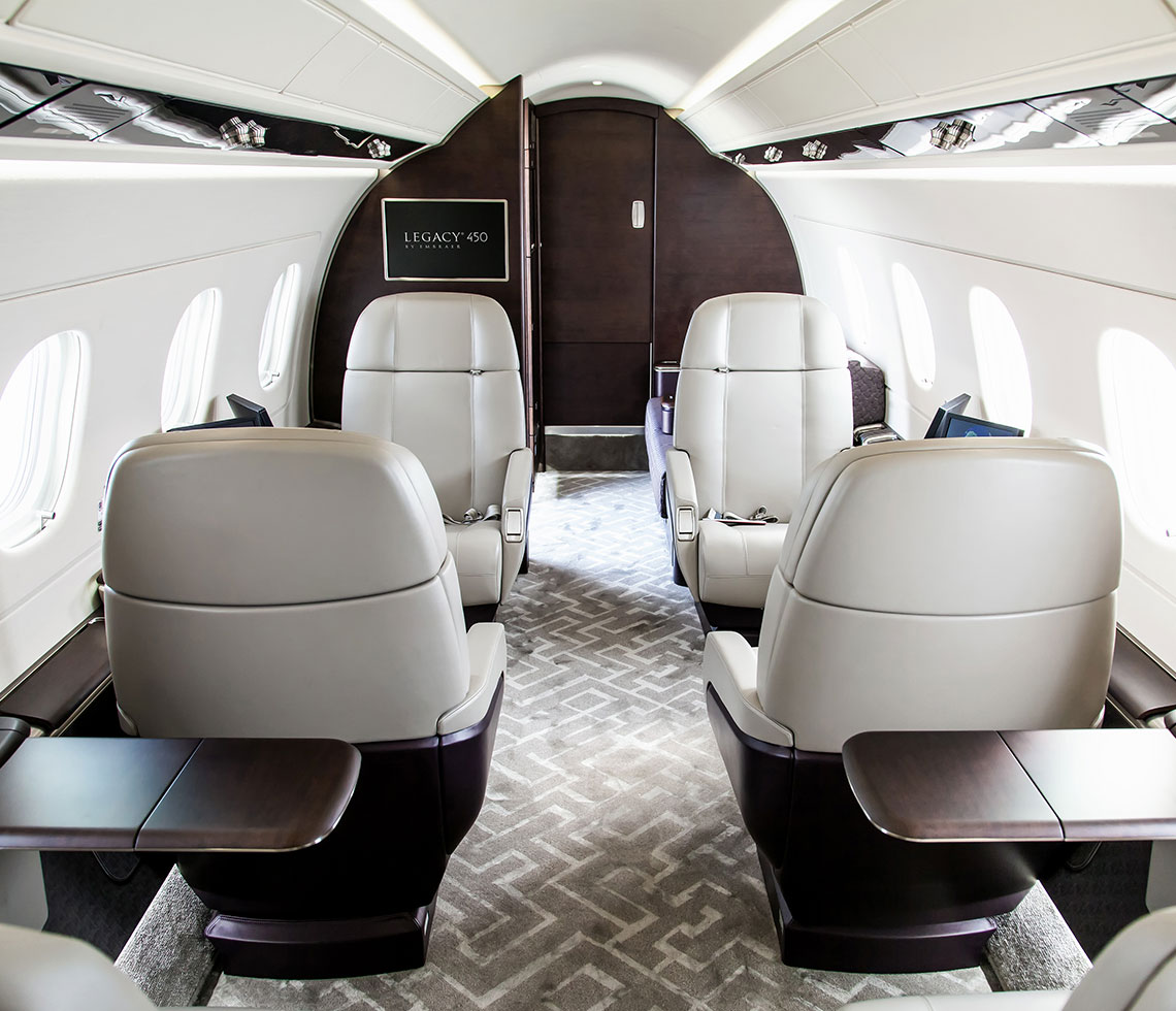 Embraer Legacy 450 private jet interior