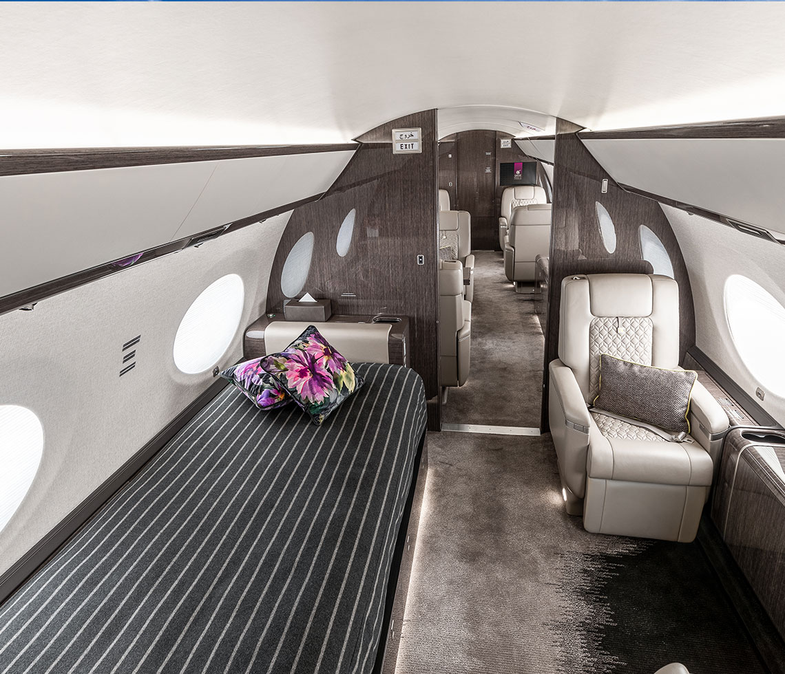Gulfstream G550 private jet interior