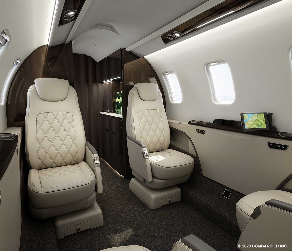 Learjet 75 private jet interior