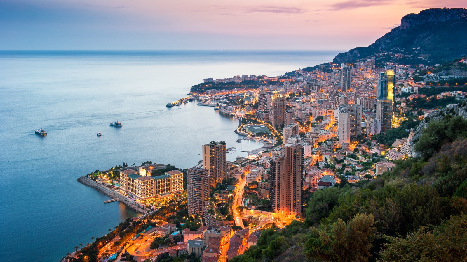 Evening view of Montecarlo, Monaco, Cote d