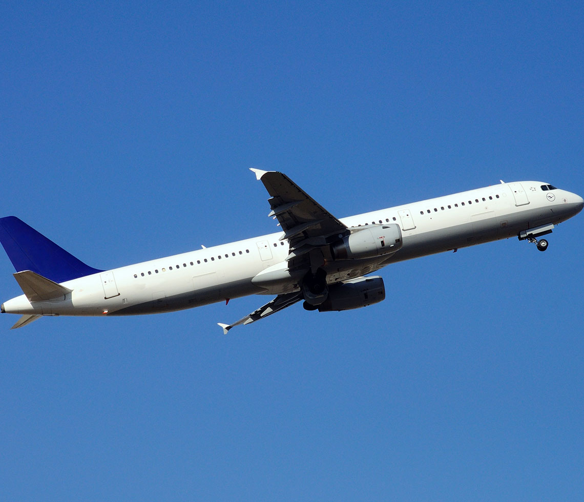 Airbus A321 private aircraft charter flight with blue sky
