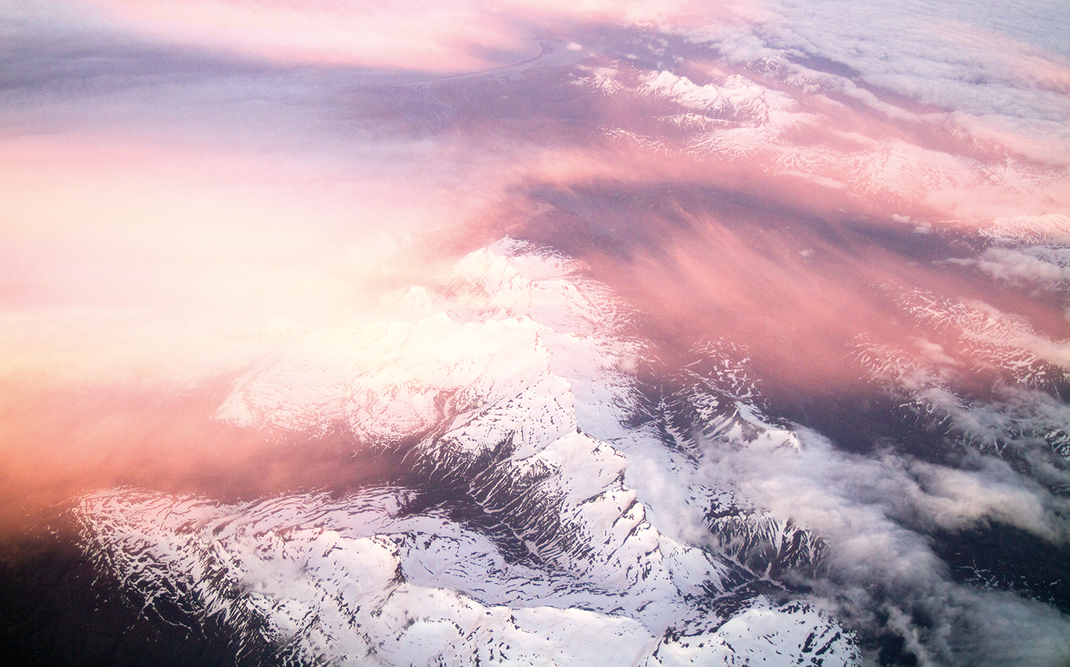 Aerial view of a mountain range